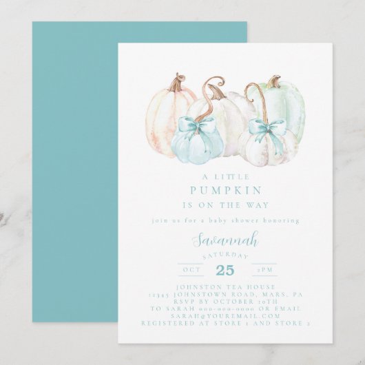 Pumpkin Baby shower Boy Baby shower Uitnodiging (Voorkant / Achterkant)