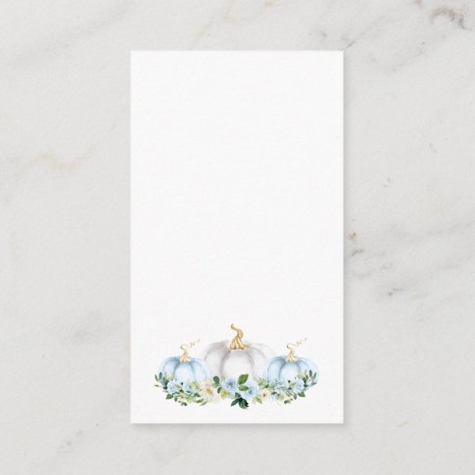 Pumpkin Baby shower Boy pompoenboekjes voor Baby Informatiekaartje (Achterkant)