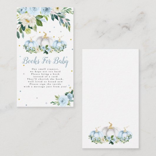 Pumpkin Baby shower Boy pompoenboekjes voor Baby Informatiekaartje (Voorkant / Achterkant)