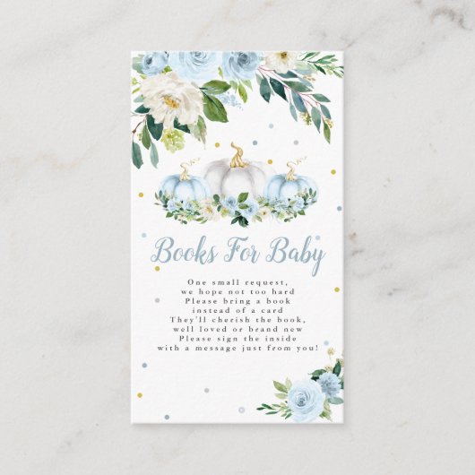 Pumpkin Baby shower Boy pompoenboekjes voor Baby Informatiekaartje (Voorkant)