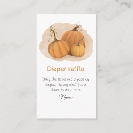 Pumpkin Baby shower Diaper Raffle Informatiekaartje (Voorkant)