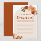 Pumpkin Baby shower Eerste Jaar Bucket List Game Kaart (Voorkant / Achterkant)