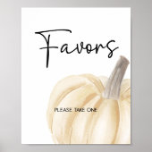 Pumpkin Baby shower Favors Sign Poster (Voorkant)