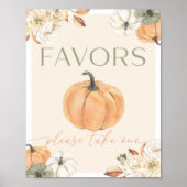 Pumpkin Baby shower Favors Sign Poster (Voorkant)
