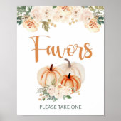 Pumpkin Baby shower Favors Sign Poster (Voorkant)