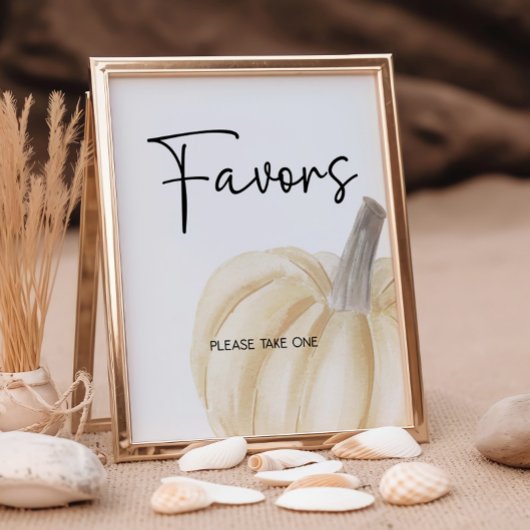 Pumpkin Baby shower Favors Sign Poster