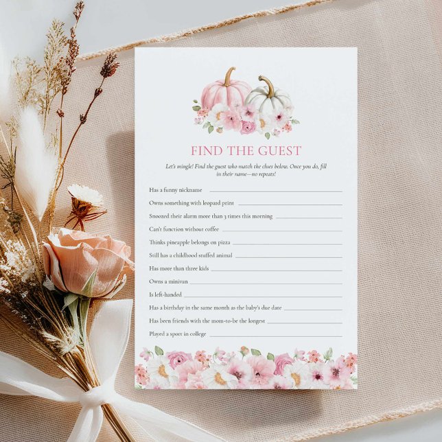 Pumpkin Baby Shower Find the Guest Game (Find the Guest - Girl Autumn Baby Shower Game)