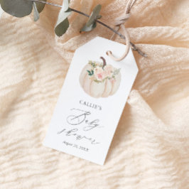 Pumpkin-Baby shower, Floral Greenery Cadeaulabel