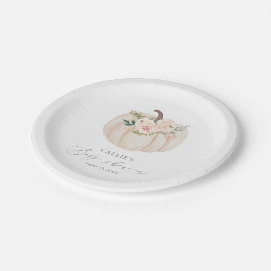 Pumpkin-Baby shower, Floral Greenery Papieren Bordje (Gekanteld)