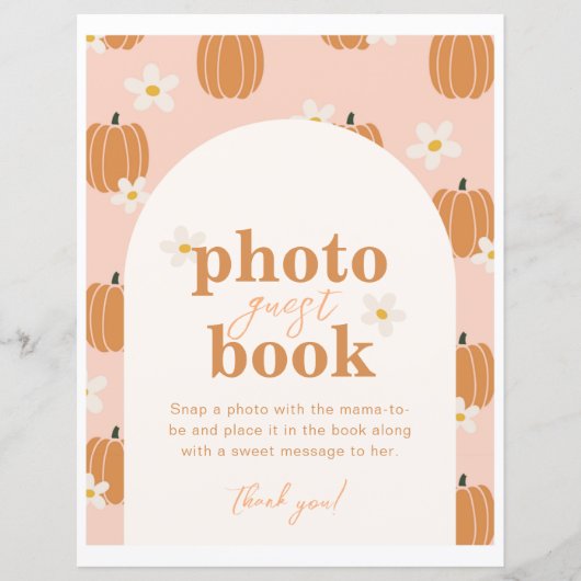 Pumpkin Baby shower Foto Gastenboek Teken (Voorkant)