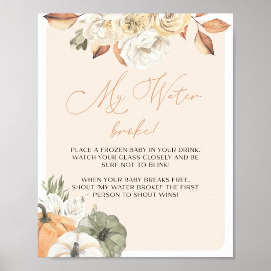 Pumpkin Baby shower Game Sign Poster (Voorkant)