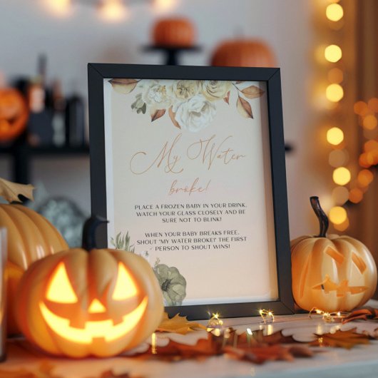 Pumpkin Baby shower Game Sign Poster