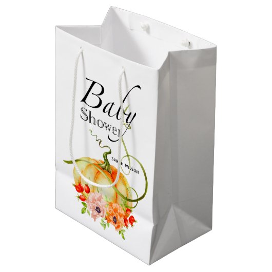 Pumpkin Baby shower Gift Bag Medium Cadeauzakje (Voorkant Gekanteld)
