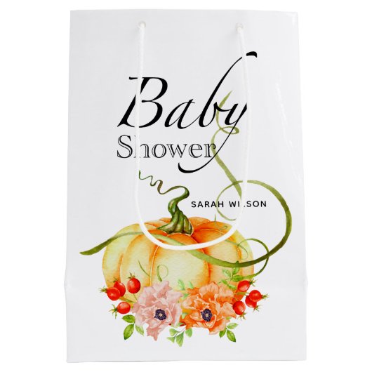Pumpkin Baby shower Gift Bag Medium Cadeauzakje (Achterkant)
