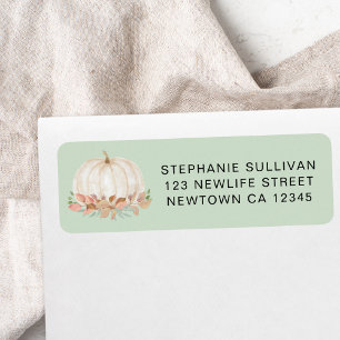Pumpkin Baby shower Green Retour Adres Etiket