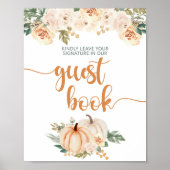 Pumpkin Baby shower Guest Book Sign Poster (Voorkant)