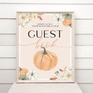 Pumpkin Baby shower Guest Book Sign Poster