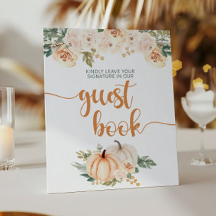 Pumpkin Baby shower Guest Book Sign Poster