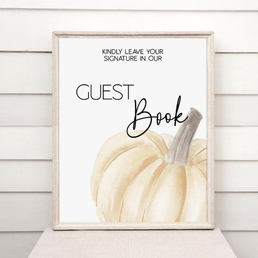 Pumpkin Baby shower Guest Book Sign Poster