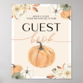 Pumpkin Baby shower Guest Book Sign Poster (Voorkant)