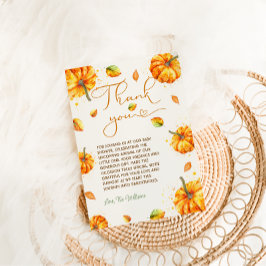 Pumpkin Baby shower Herfst Bedankkaart