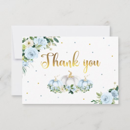 Pumpkin Baby shower Herfst Blue Pumpkin Bedankkaart (Voorkant)