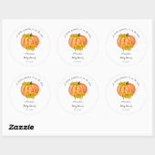 Pumpkin Baby shower Herfst Oranje Witte zonnebloem Ronde Sticker (Vel)