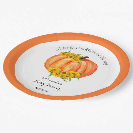 Pumpkin Baby shower Herfst Sinaasappel White Papieren Bordje (Gekanteld)