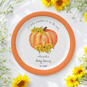 Pumpkin Baby shower Herfst Sinaasappel White Papieren Bordje