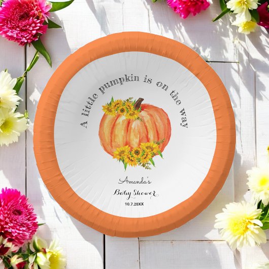 Pumpkin Baby shower Herfst Sinaasappel White Papieren Kommen