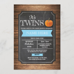 Pumpkin Baby shower Het is Boy Twins Party Invite Kaart