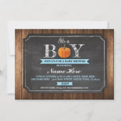 Pumpkin-Baby shower Het is een Jongen-hout-uitnodi Kaart (Voorkant)