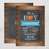 Pumpkin-Baby shower Het is een Jongen Piekfeest Bl Kaart (Voorkant / Achterkant)