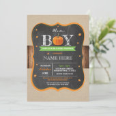 Pumpkin-Baby shower Het is een trouwe uitnodiging  (Staand voorkant)