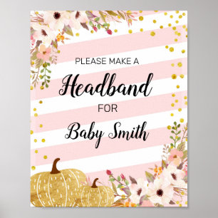 Pumpkin-Baby shower-hoofdband Poster