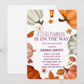 Pumpkin Baby shower Invitation, A Little Pumpkin I Feestdagenkaart (Voorkant / Achterkant)