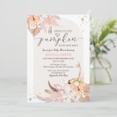 Pumpkin Baby shower Invitation Boho Girl Kaart (Staand voorkant)