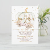 Pumpkin Baby shower Invitation Boho pampas bohemia Kaart (Staand voorkant)