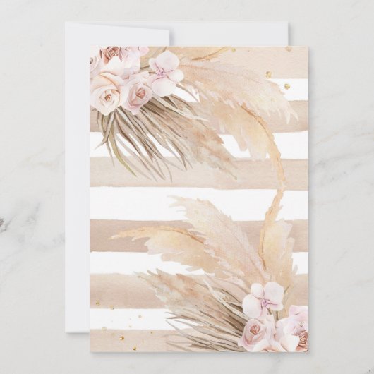 Pumpkin Baby shower Invitation Boho pampas bohemia Kaart (Achterkant)