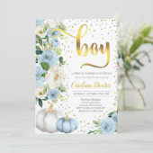 Pumpkin Baby shower Invitation Boy Herfst Shower Kaart (Staand voorkant)