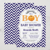 Pumpkin Baby shower Invitation Herfst Autumn Boy Kaart (Voorkant / Achterkant)
