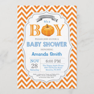 Pumpkin Baby shower Invitation Herfst Autumn Boy Kaart