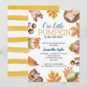 Pumpkin Baby shower Invitation, Herfst Woodland Kaart (Voorkant / Achterkant)