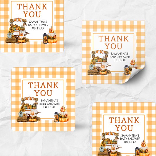 Pumpkin Baby shower, lokaal geteeld Vierkante Sticker