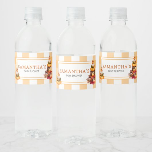 Pumpkin Baby shower, lokaal geteeld Waterfles Etiket (Flessen)