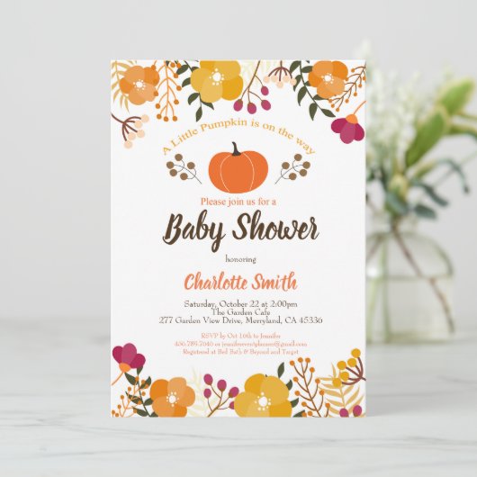 Pumpkin baby shower nodigde Herfst herfst Kaart (Staand voorkant)