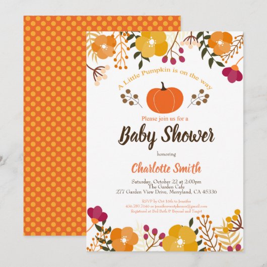 Pumpkin baby shower nodigde Herfst herfst Kaart (Voorkant / Achterkant)