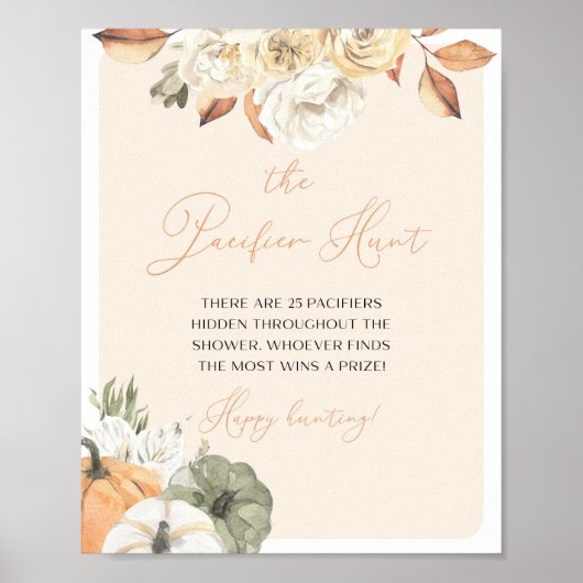 Pumpkin Baby shower Pacifier Hunt Poster (Voorkant)