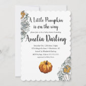 Pumpkin Baby shower Scallop Edge Invitation Kaart (Voorkant)
