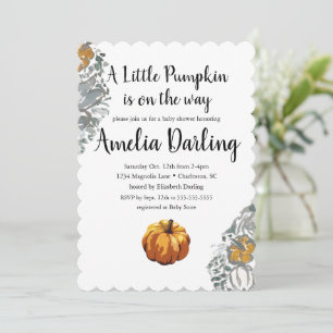 Pumpkin Baby shower Scallop Edge Invitation Kaart